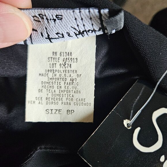 S.L. Fashions Womens Elegant Black Size 8 Petite V-Neck Layered Hem Dress Party - Picture 11 of 12